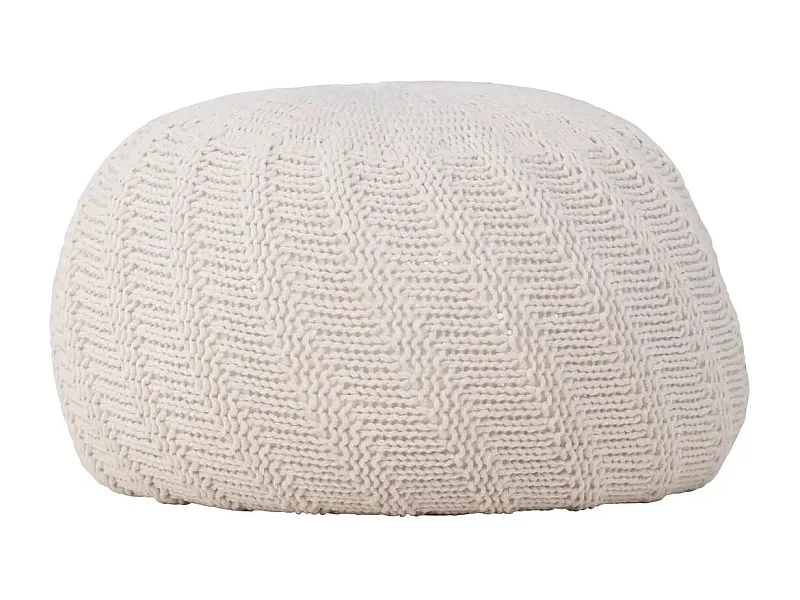 Pouf Rond Design "Ted" 45cm Blanc Cassé