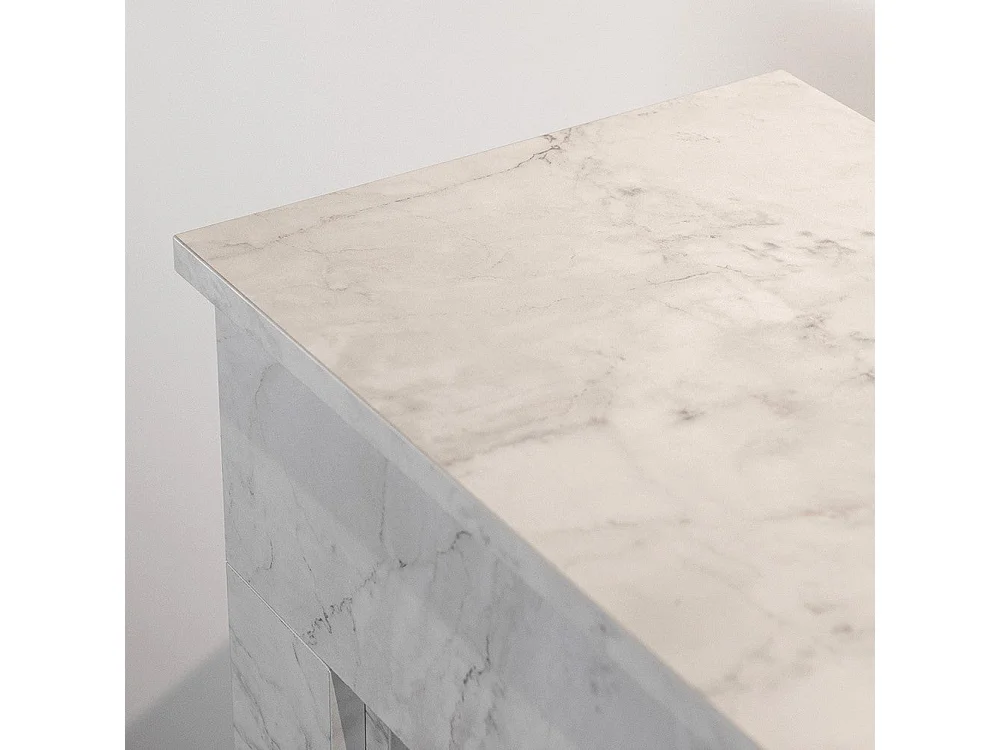 Camino a bioetanolo da terra BELLINI in legno effetto Marmo Bianco Made in Italy L96 x P35 x H96