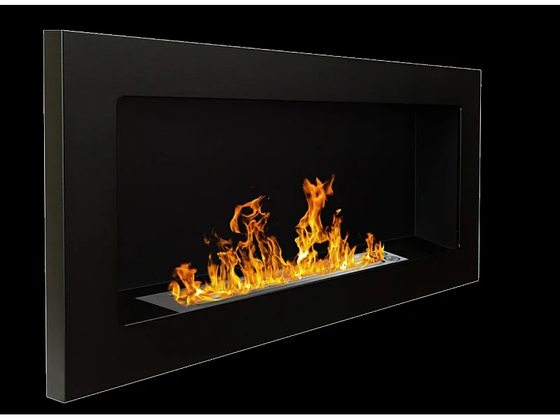 Lucca Black wand- of inbouw bio-ethanolhaard, L 90 x D 12 x H 40