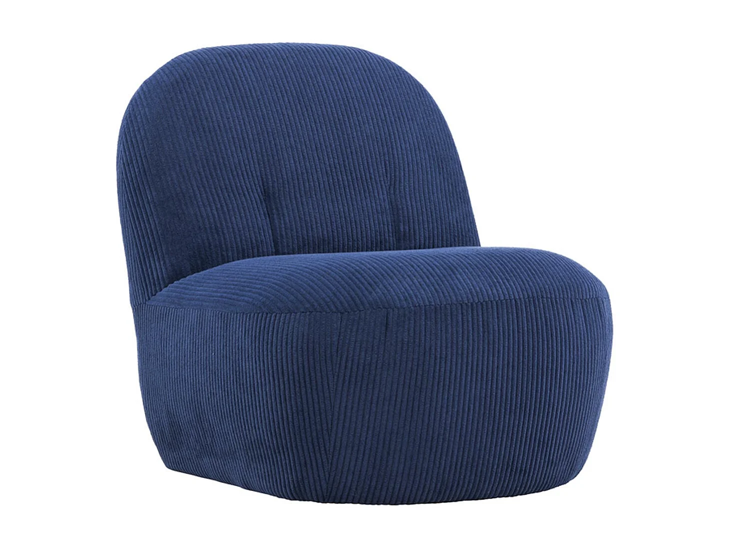 Fauteuil Design en Tissu Côtelé "Mahla" 82cm Bleu Marine
