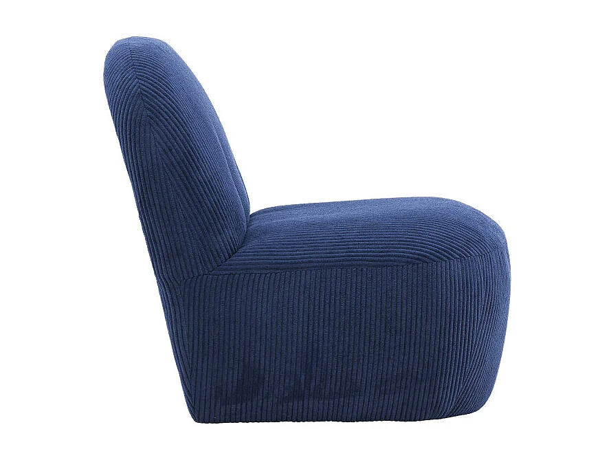 Fauteuil Design en Tissu Côtelé "Mahla" 82cm Bleu Marine