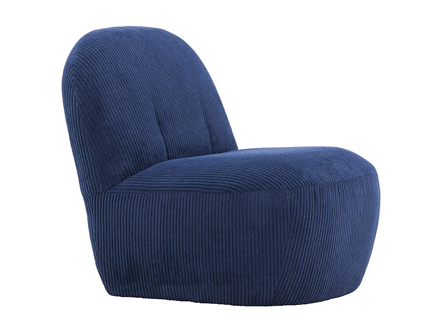 Fauteuil Design en Tissu Côtelé "Mahla" 82cm Bleu Marine