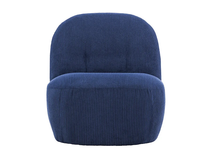 Fauteuil Design en Tissu Côtelé "Mahla" 82cm Bleu Marine