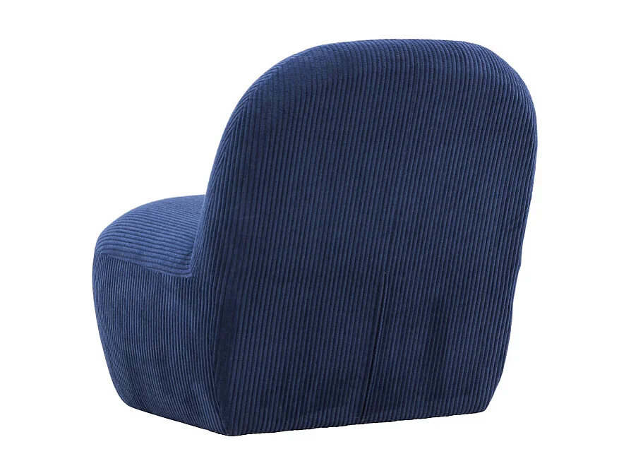 Fauteuil Design en Tissu Côtelé "Mahla" 82cm Bleu Marine