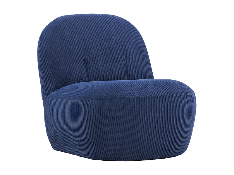 Fauteuil Design en Tissu Côtelé "Mahla" 82cm Bleu Marine