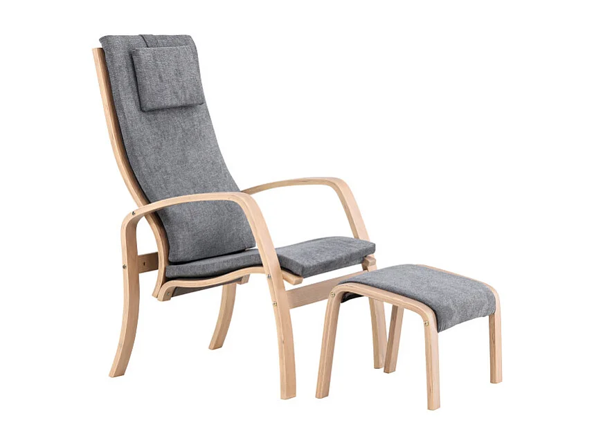 Fauteuil Avec Repose-Pieds "Groto" 104cm Gris Foncé