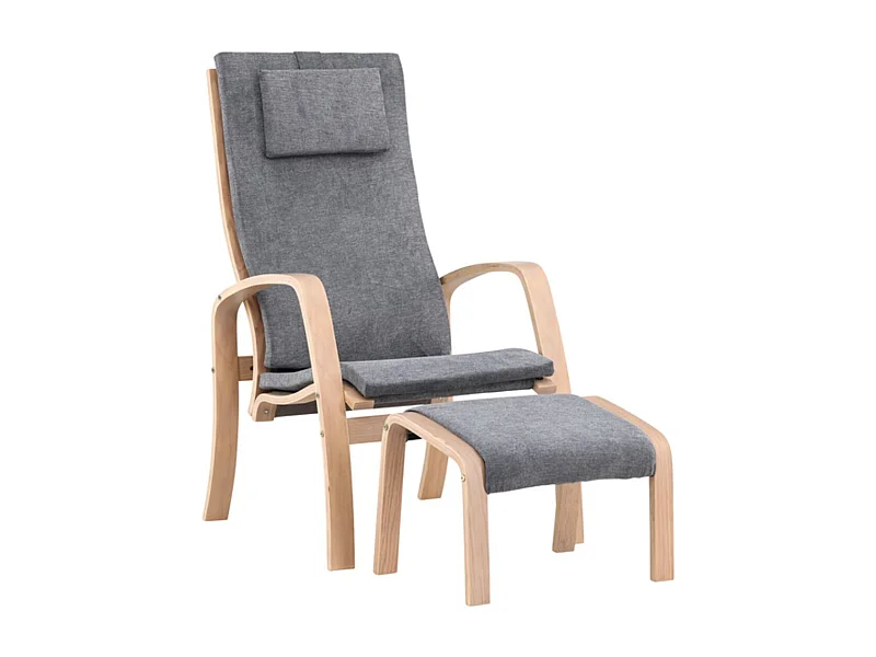 Fauteuil Avec Repose-Pieds "Groto" 104cm Gris Foncé