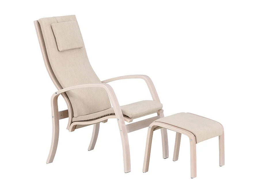 Fauteuil Avec Repose-Pieds "Groto" 104cm Beige