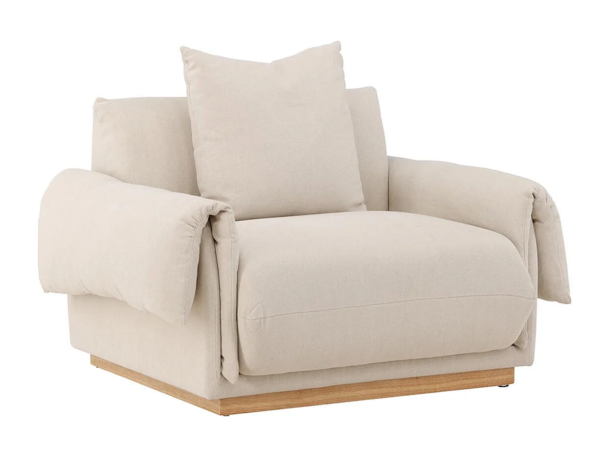 Fauteuil Design Effet Lin "Mollosund" 118cm Beige