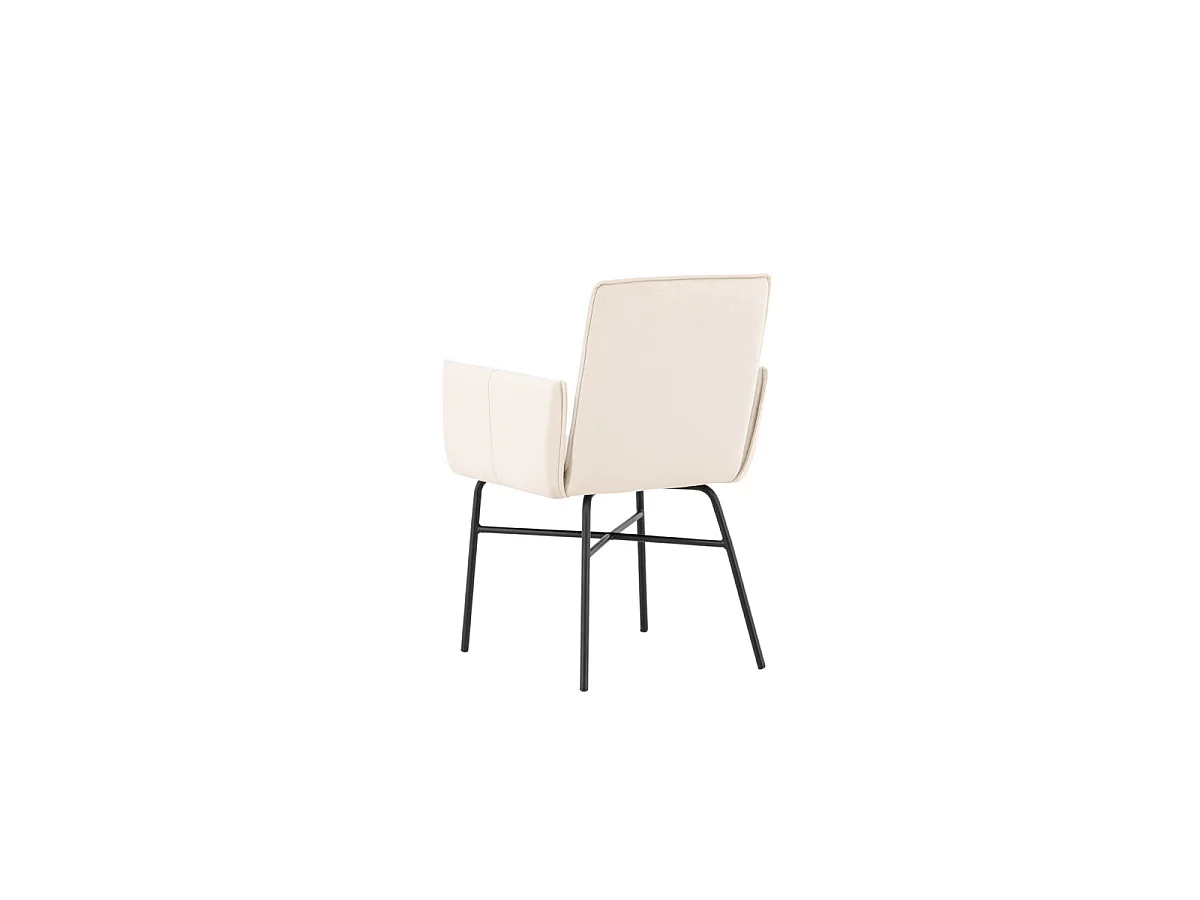 Sedia da pranzo Petra con braccioli, color beige velluto.