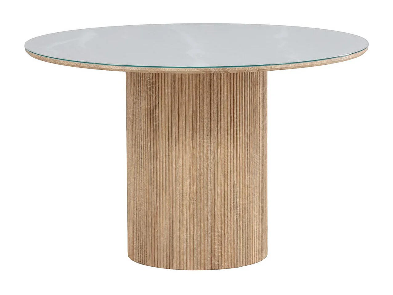 Table à Manger en Verre "Haron" 120cm Blanc & Naturel