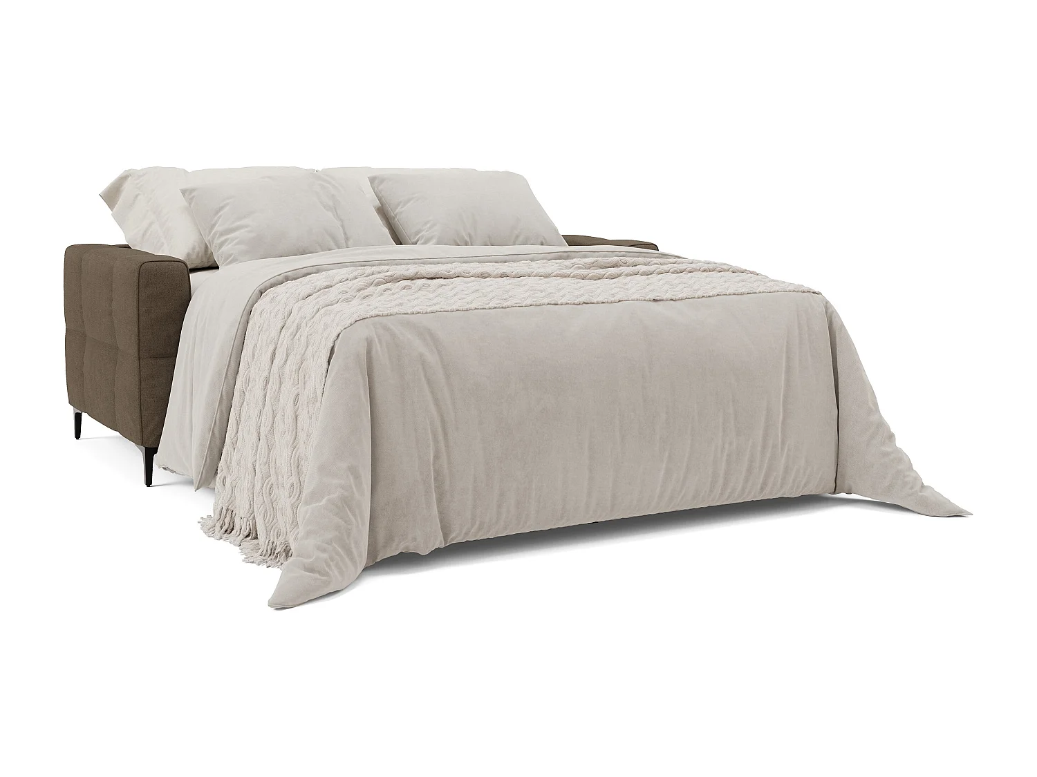 Gardenia Schlafsofa mit 18 cm hoher Matratze wasserfestem Stoff T02 178 cm (mat. 120x197) Braun