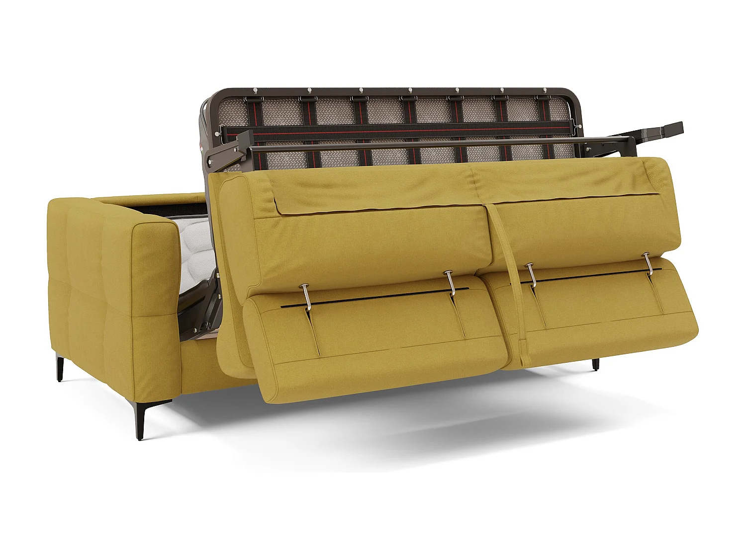 Gardenia Divano letto materasso alto 18 cm con poggiatesta reclinabili e rivestimento impermeabile T02 178 cm (mat. 120x197) giallo