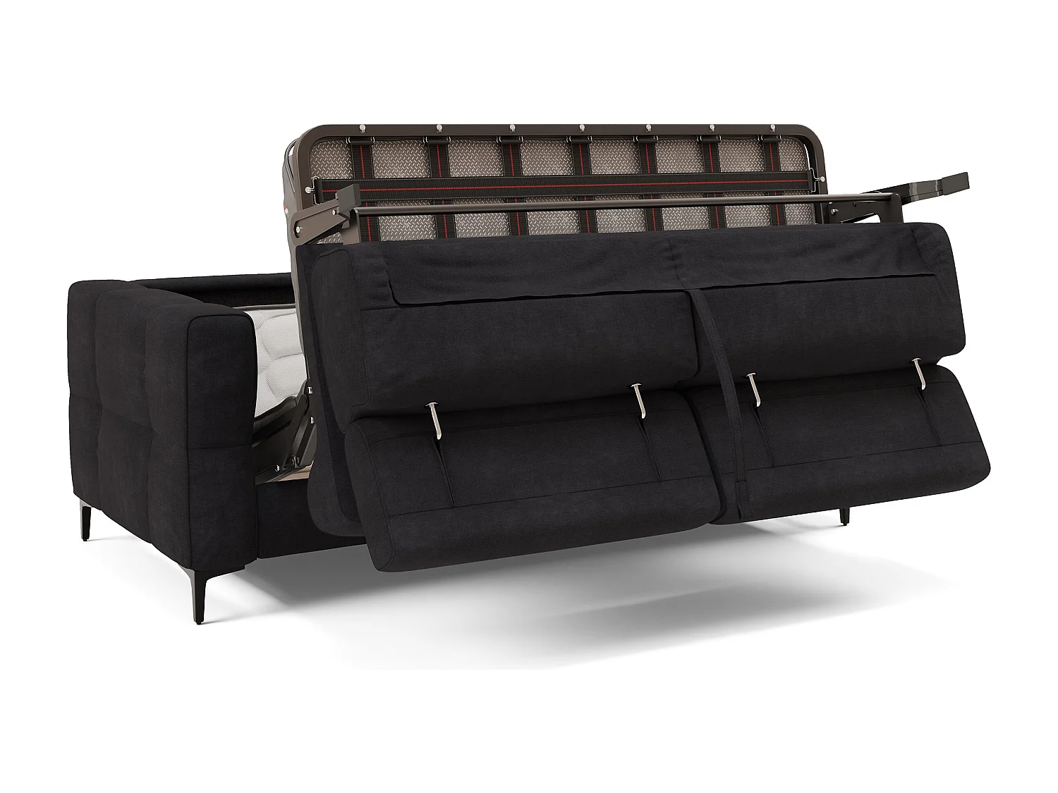 Gardenia Divano letto materasso alto 18 cm con poggiatesta reclinabili e rivestimento impermeabile T02 178 cm (mat. 120x197) nero