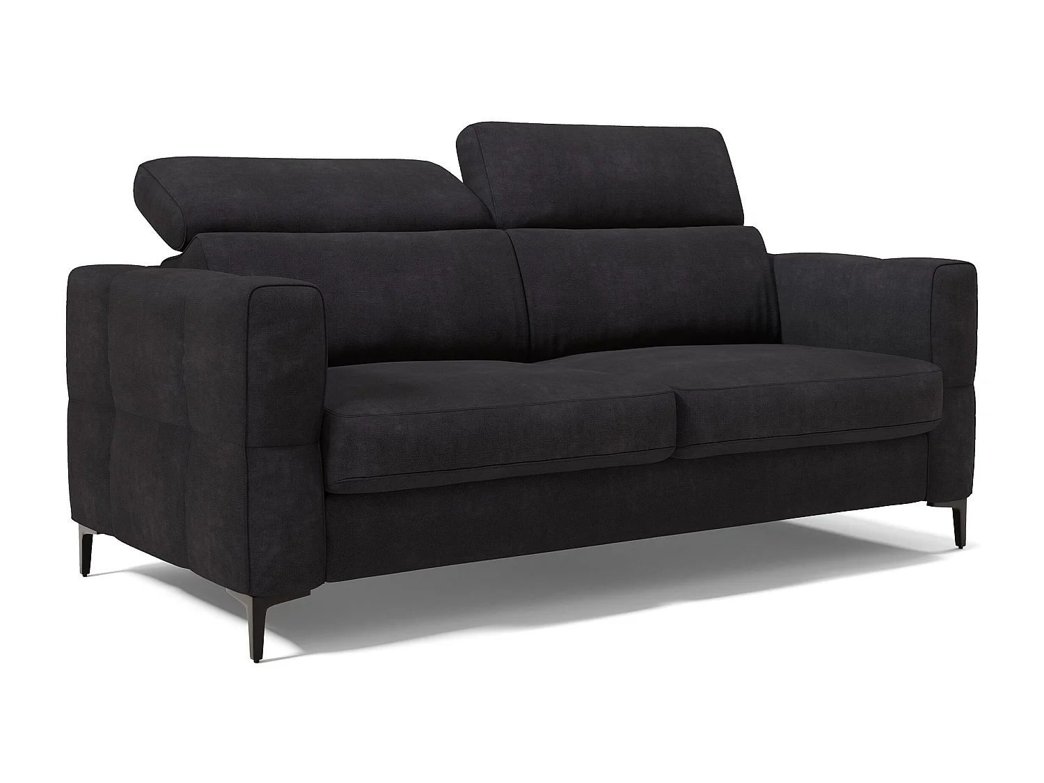 Gardenia Schlafsofa mit 18 cm hoher Matratze wasserfestem Stoff T02 178 cm (mat. 120x197) Schwarz