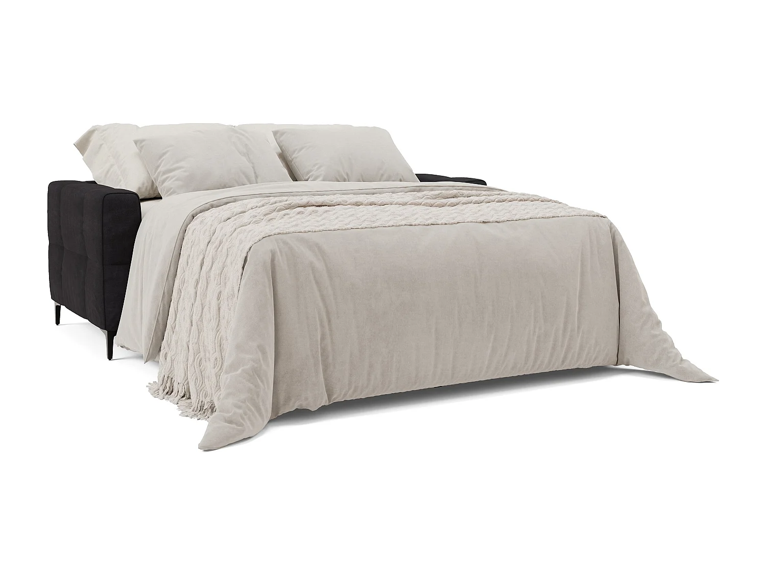 Gardenia Schlafsofa mit 18 cm hoher Matratze wasserfestem Stoff T02 178 cm (mat. 120x197) Schwarz