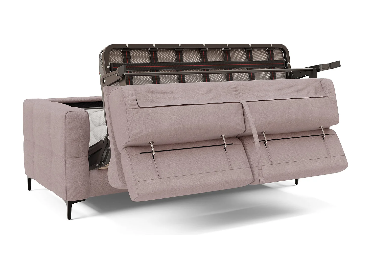 Gardenia Schlafsofa mit 18 cm hoher Matratze wasserfestem Stoff T02 178 cm (mat. 120x197) Rosa