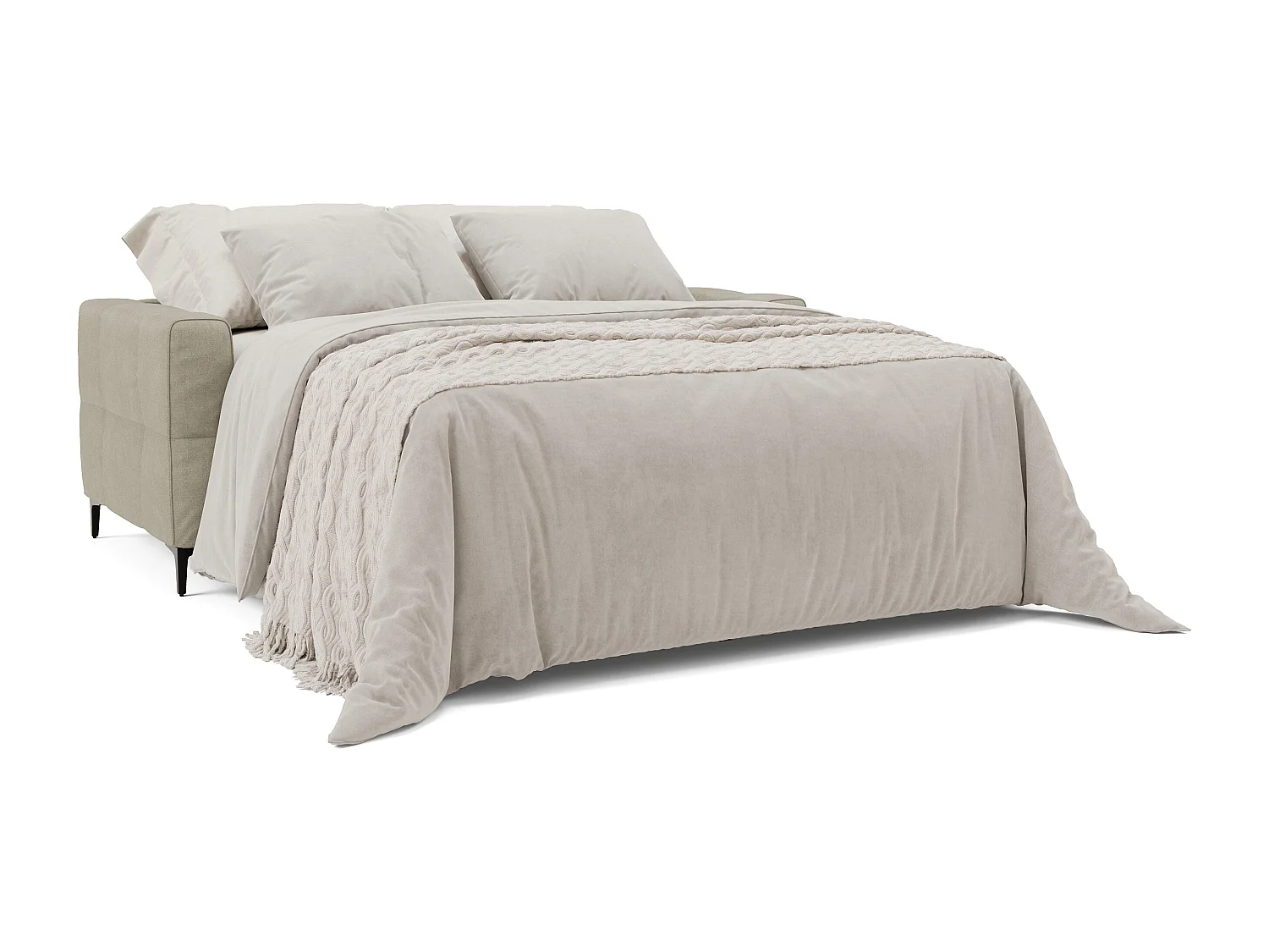 Gardenia Schlafsofa mit 18 cm hoher Matratze wasserfestem Stoff T02 178 cm (mat. 120x197) Creme