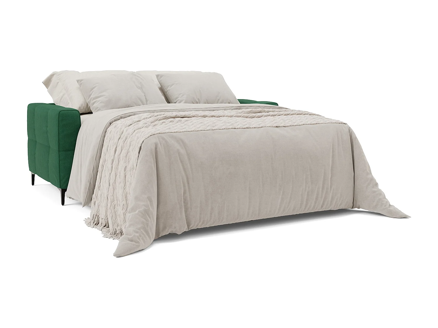 Gardenia Schlafsofa mit 18 cm hoher Matratze wasserfestem Stoff T02 198 cm (mat. 140x197) Grün