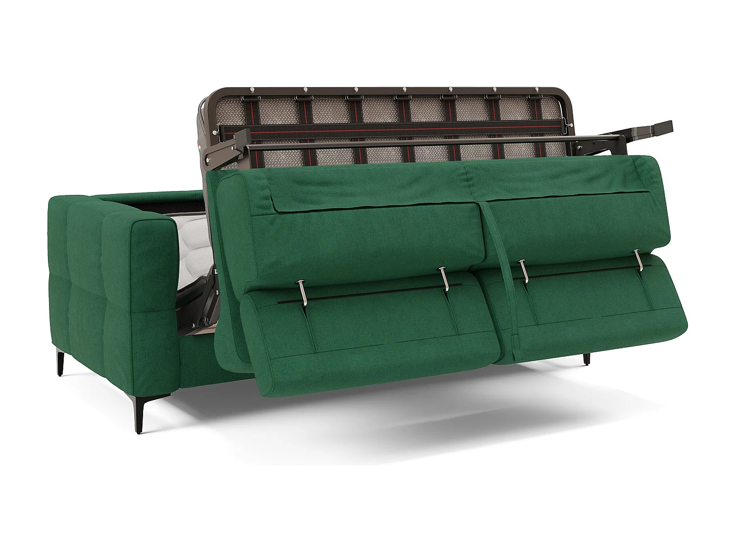 Gardenia Schlafsofa mit 18 cm hoher Matratze wasserfestem Stoff T02 198 cm (mat. 140x197) Grün