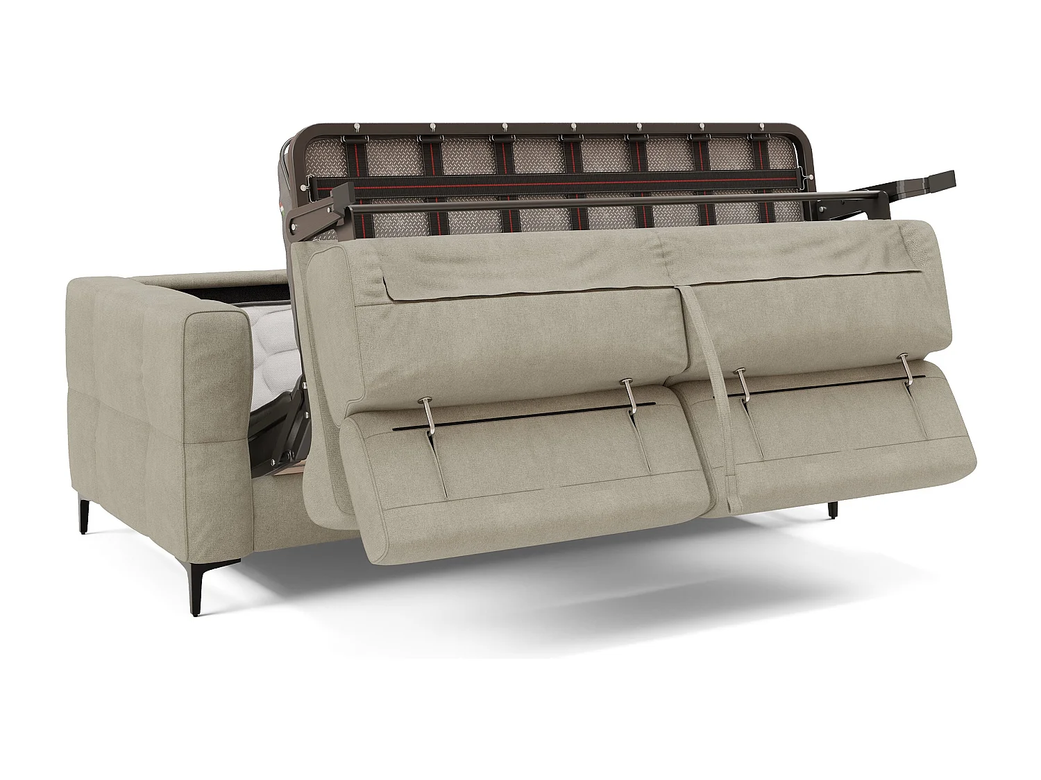 Gardenia Divano letto materasso alto 18 cm con poggiatesta reclinabili e rivestimento impermeabile T02 218 cm (mat. 160x197) panna