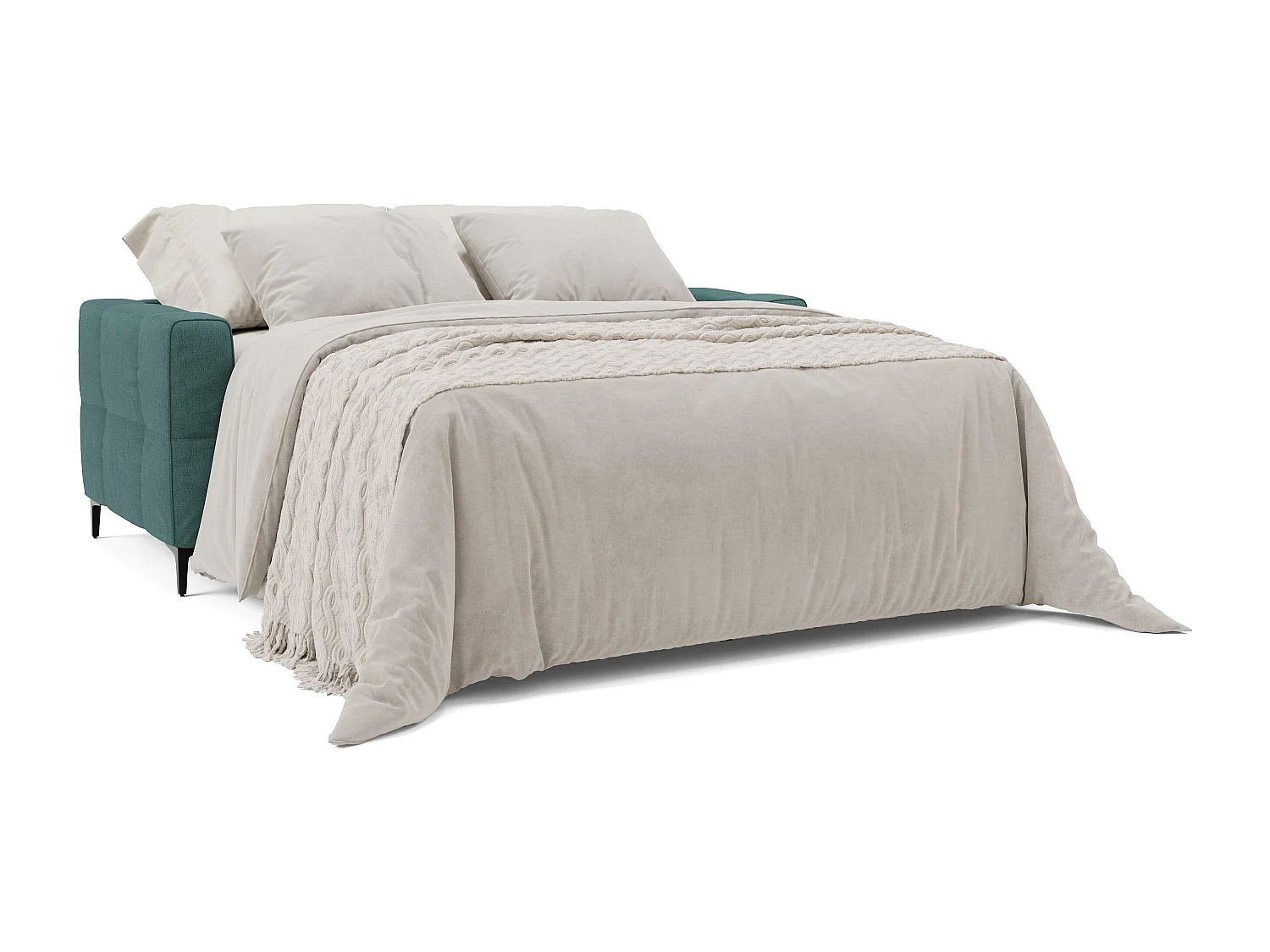 Gardenia Schlafsofa mit 18 cm hoher Matratze wasserfestem Stoff T02 198 cm (mat. 140x197) Petrol