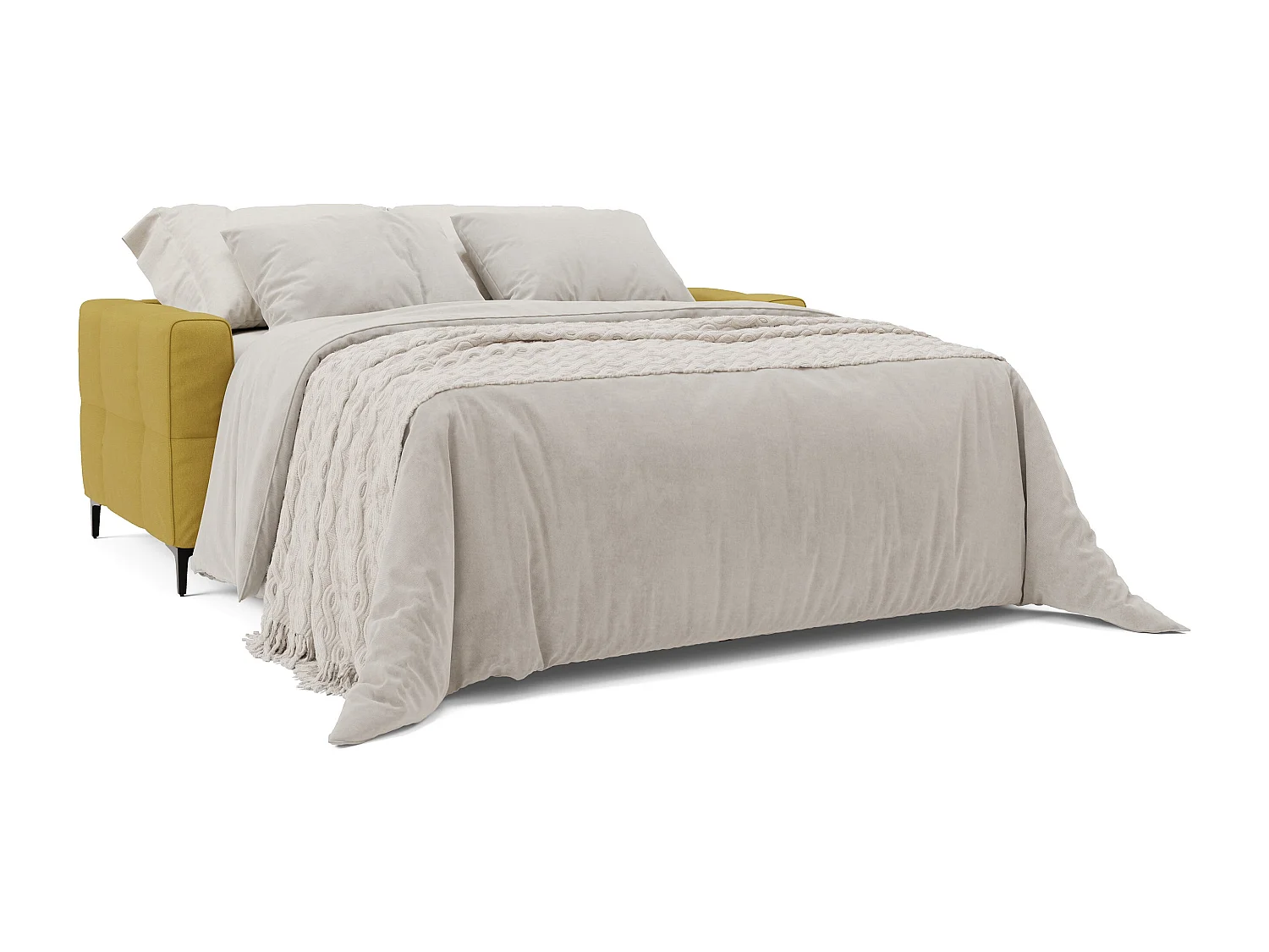 Gardenia Schlafsofa mit 18 cm hoher Matratze wasserfestem Stoff T02 218 cm (mat. 160x197) Gelb