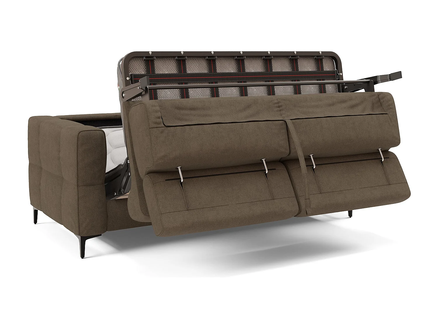 Gardenia Divano letto materasso alto 18 cm con poggiatesta reclinabili e rivestimento impermeabile T02 198 cm (mat. 140x197) marrone