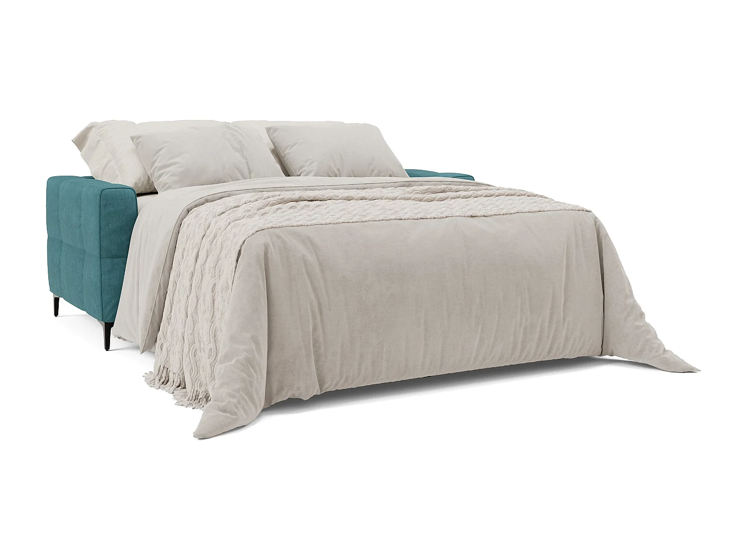 Gardenia Schlafsofa mit 18 cm hoher Matratze wasserfestem Stoff T02 218 cm (mat. 160x197) Hellblau