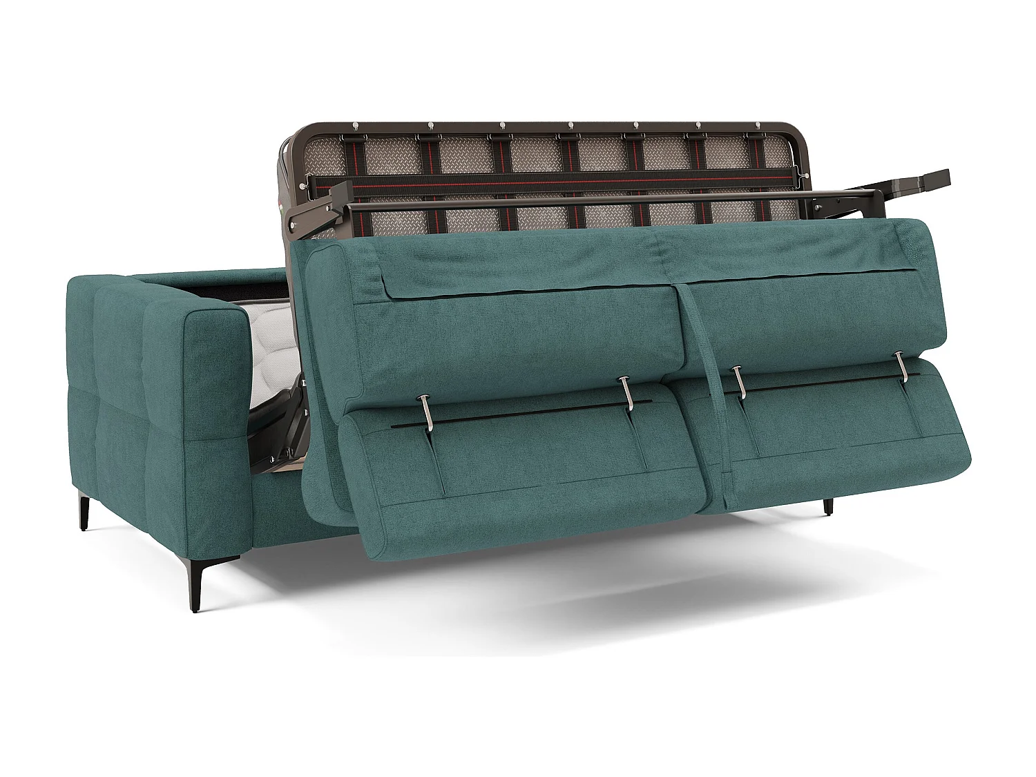 Gardenia Schlafsofa mit 18 cm hoher Matratze wasserfestem Stoff T02 178 cm (mat. 120x197) Petrol