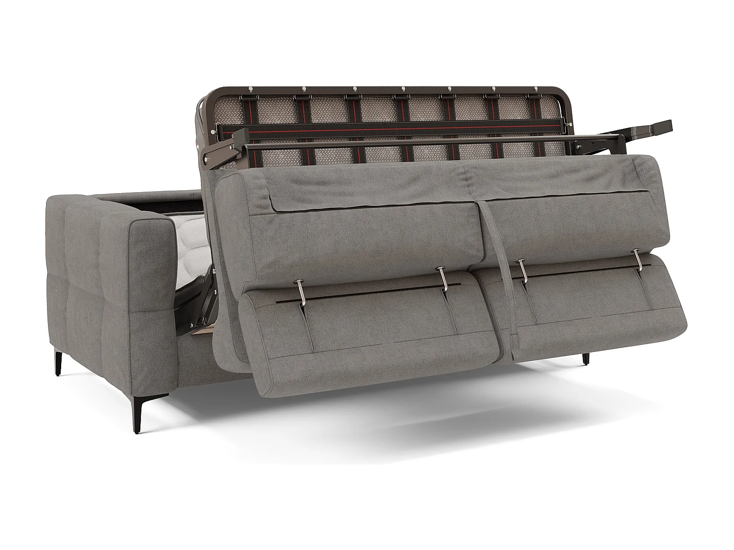 Gardenia Divano letto materasso alto 18 cm con poggiatesta reclinabili e rivestimento impermeabile T02 198 cm (mat. 140x197) grigio