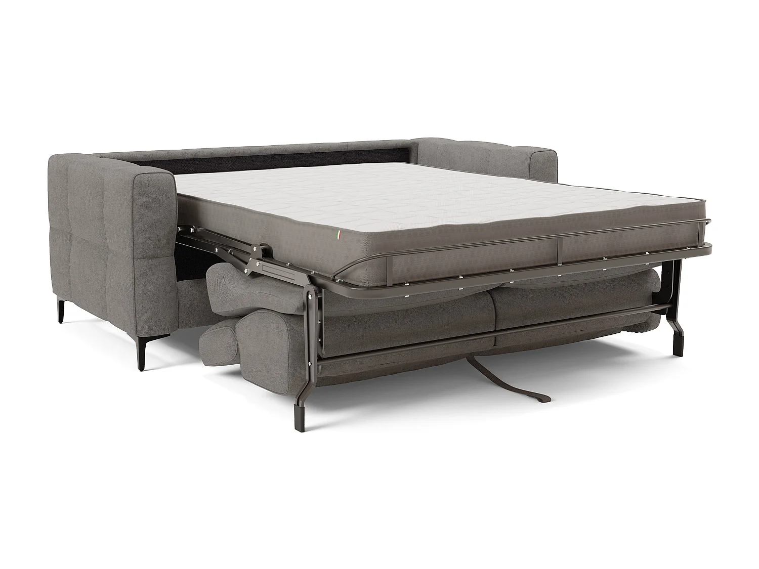 Gardenia Schlafsofa mit 18 cm hoher Matratze wasserfestem Stoff T02 198 cm (mat. 140x197) Grau