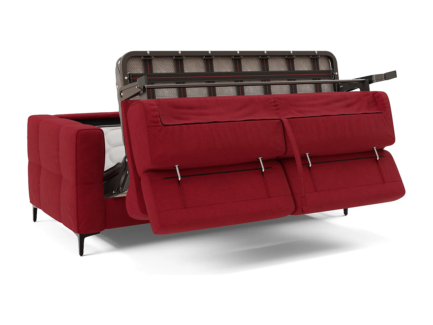 Gardenia Schlafsofa mit 18 cm hoher Matratze wasserfestem Stoff T02 198 cm (mat. 140x197) Rot