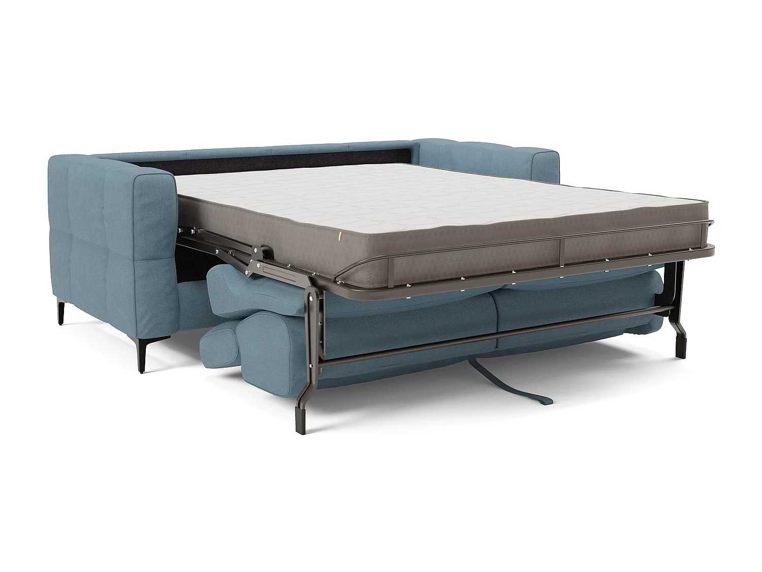 Gardenia Schlafsofa mit 18 cm hoher Matratze wasserfestem Stoff T02 218 cm (mat. 160x197) Pastellblau