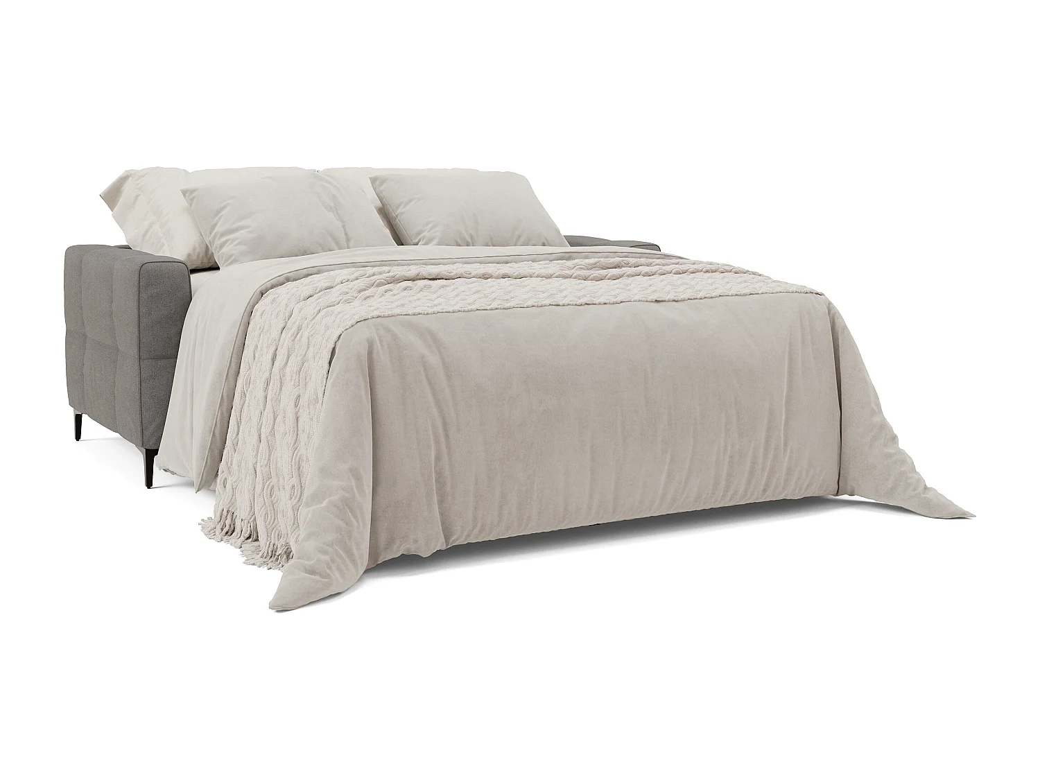 Gardenia Schlafsofa mit 18 cm hoher Matratze wasserfestem Stoff T02 218 cm (mat. 160x197) Grau