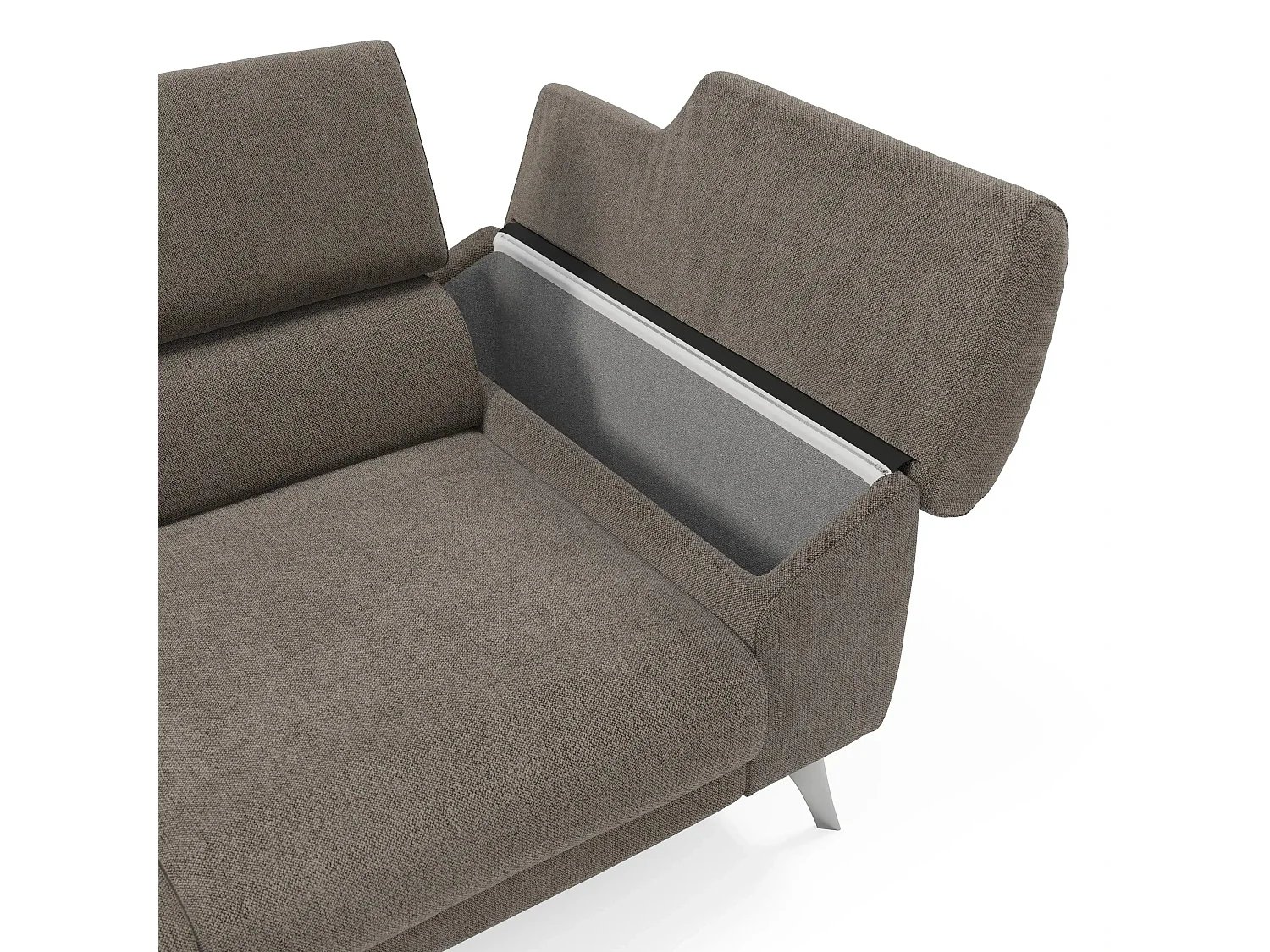 Donatello Sofa mit ausziehbaren Sitzen, Armlehnen mit Staufach aus abwaschbarem Stoff T23 265 cm Taupe