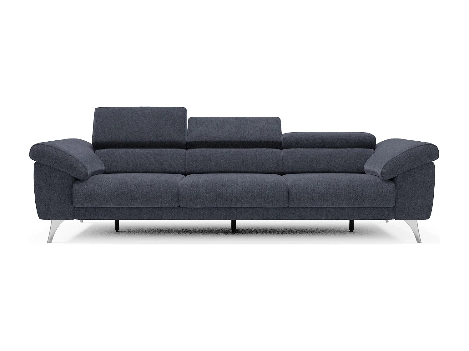 Donatello Sofa mit ausziehbaren Sitzen, Armlehnen mit Staufach aus abwaschbarem Stoff T23 265 cm schieferblau