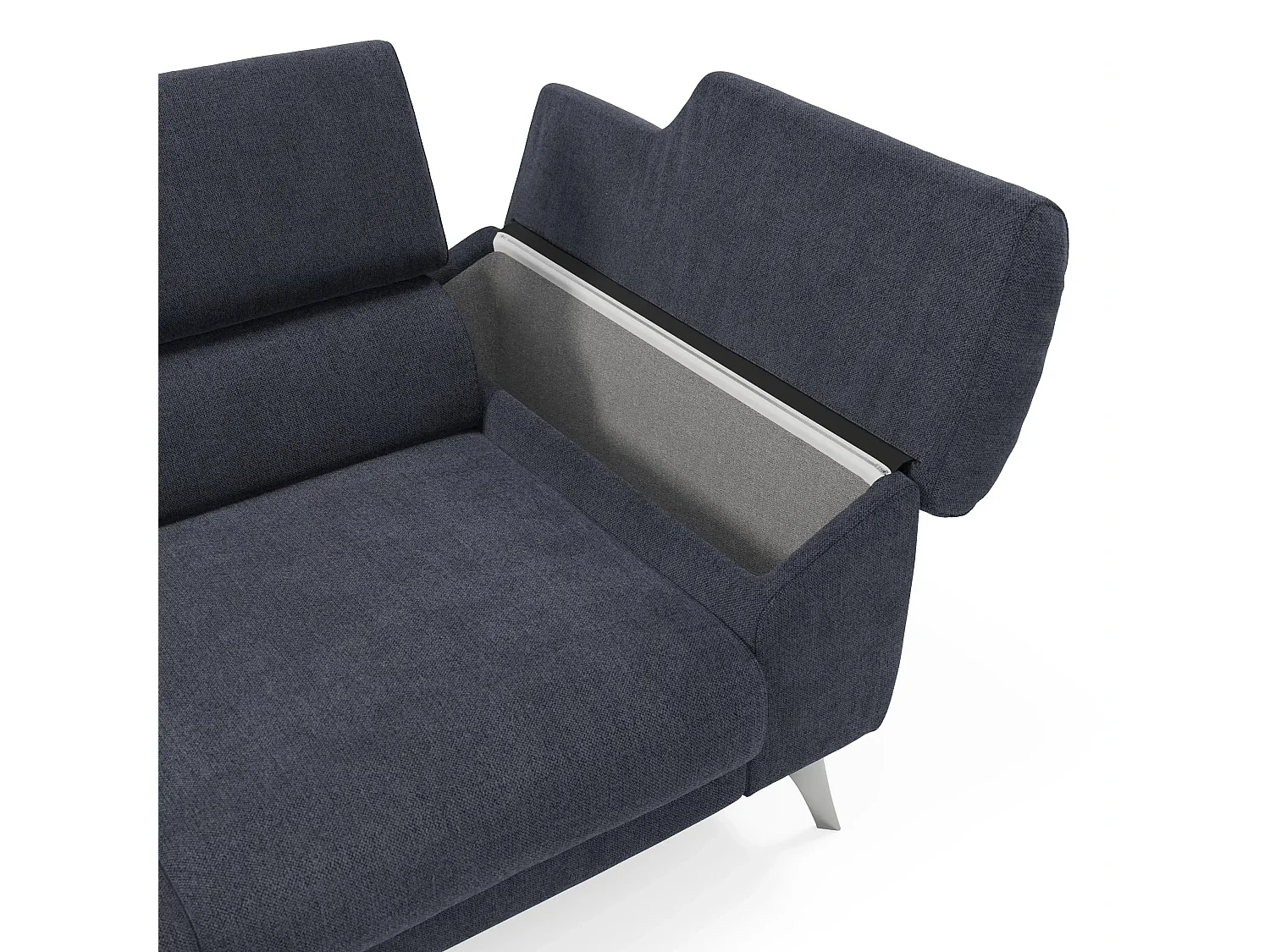 Donatello Sofa mit ausziehbaren Sitzen, Armlehnen mit Staufach aus abwaschbarem Stoff T23 265 cm schieferblau