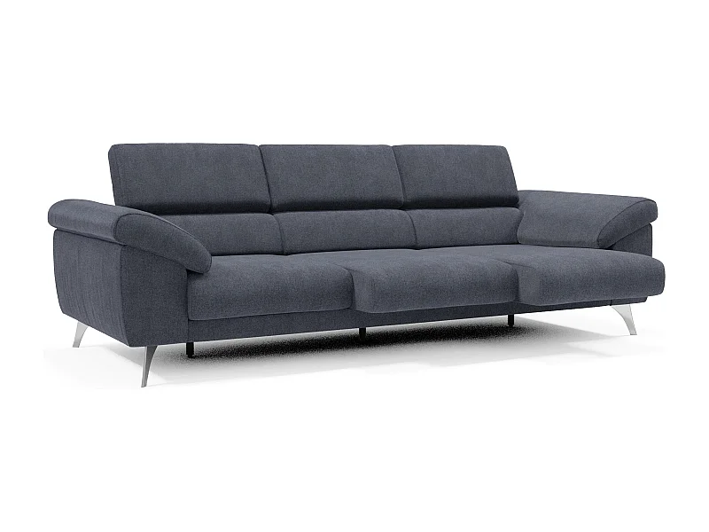 Donatello Canapé 3 assises extensibles accoudoirs coffre en tissu détachable 265 cm Bleu ardoise