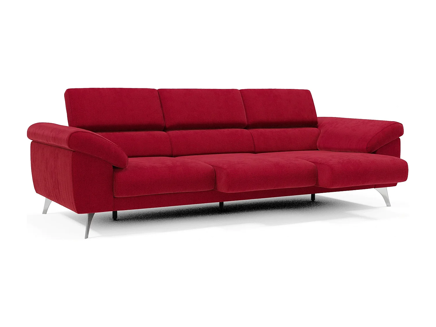 Donatello Sofa mit ausziehbaren Sitzen, Armlehnen mit Staufach aus abwaschbarem Stoff T23 265 cm Burgunder