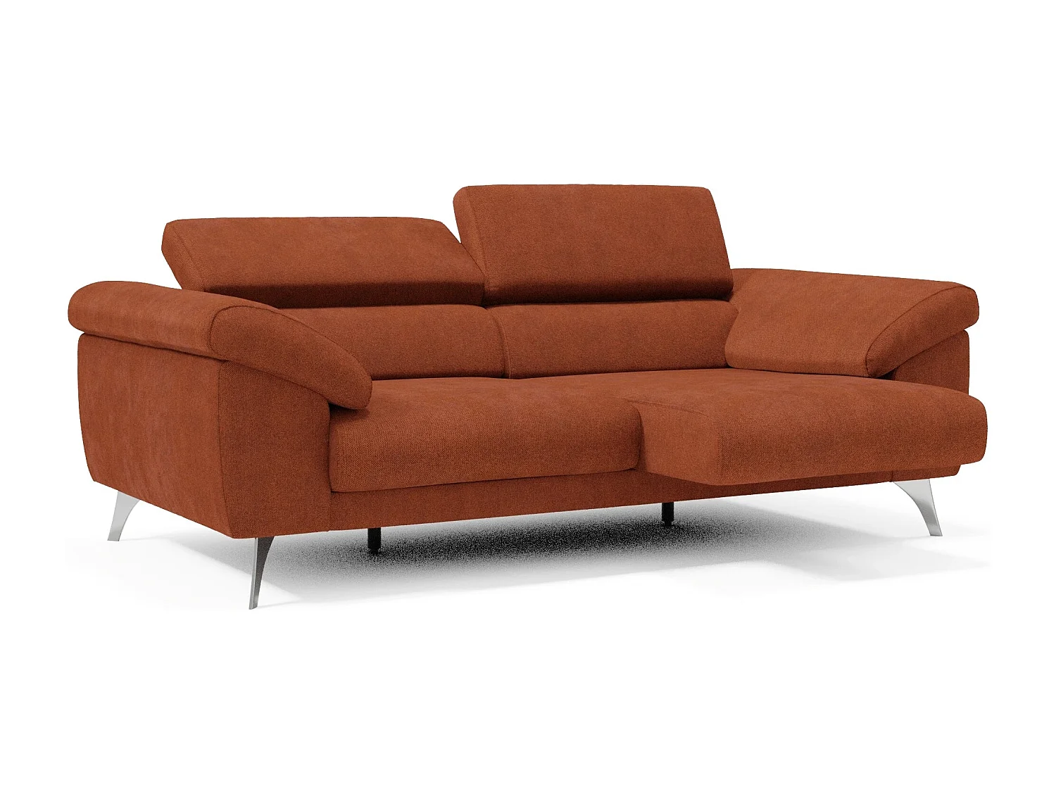 Donatello Sofa mit ausziehbaren Sitzen, Armlehnen mit Staufach aus abwaschbarem Stoff T23 213 cm Rostrot