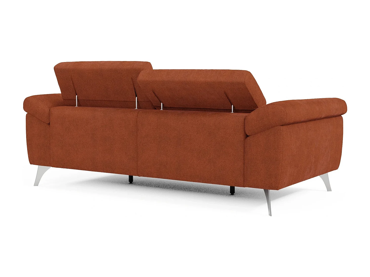 Donatello Sofa mit ausziehbaren Sitzen, Armlehnen mit Staufach aus abwaschbarem Stoff T23 213 cm Rostrot