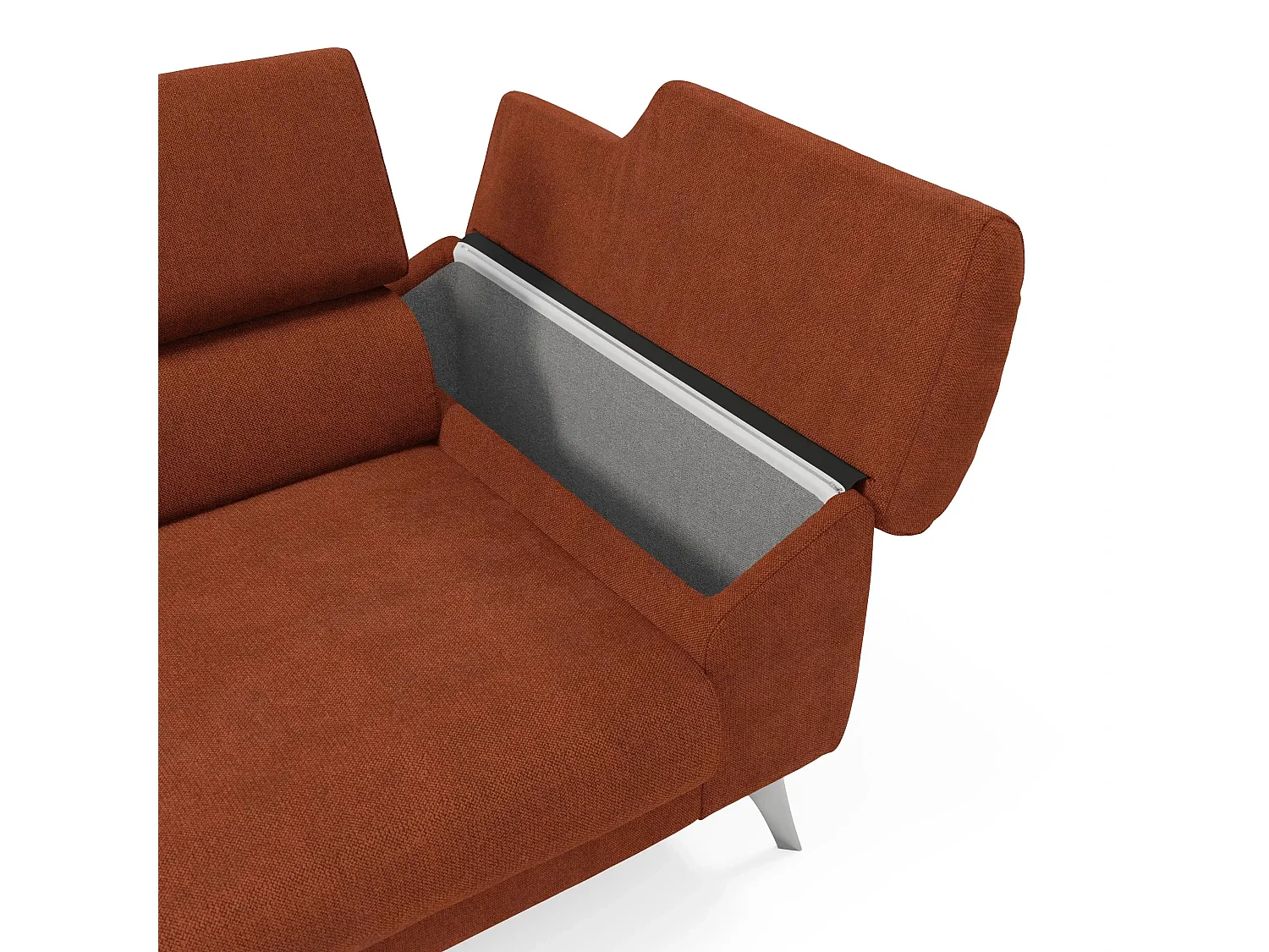 Donatello Sofa mit ausziehbaren Sitzen, Armlehnen mit Staufach aus abwaschbarem Stoff T23 213 cm Rostrot