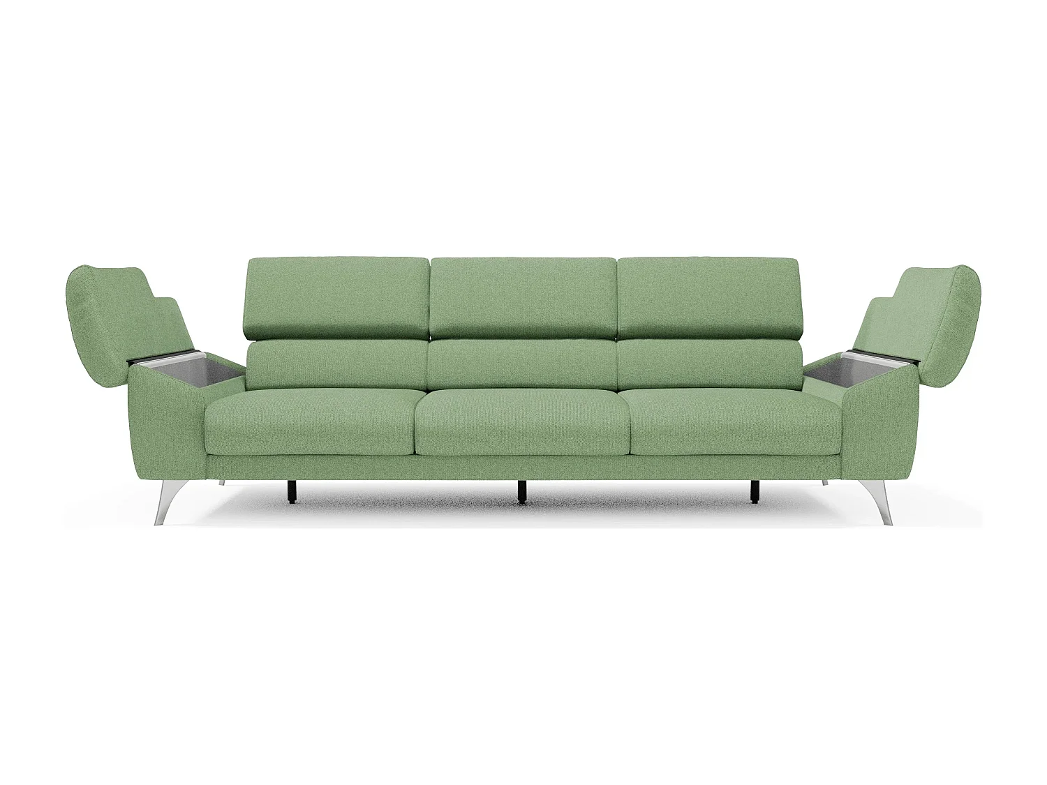 Donatello Sofa mit ausziehbaren Sitzen, Armlehnen mit Staufach aus abwaschbarem Stoff T23 265 cm Menta