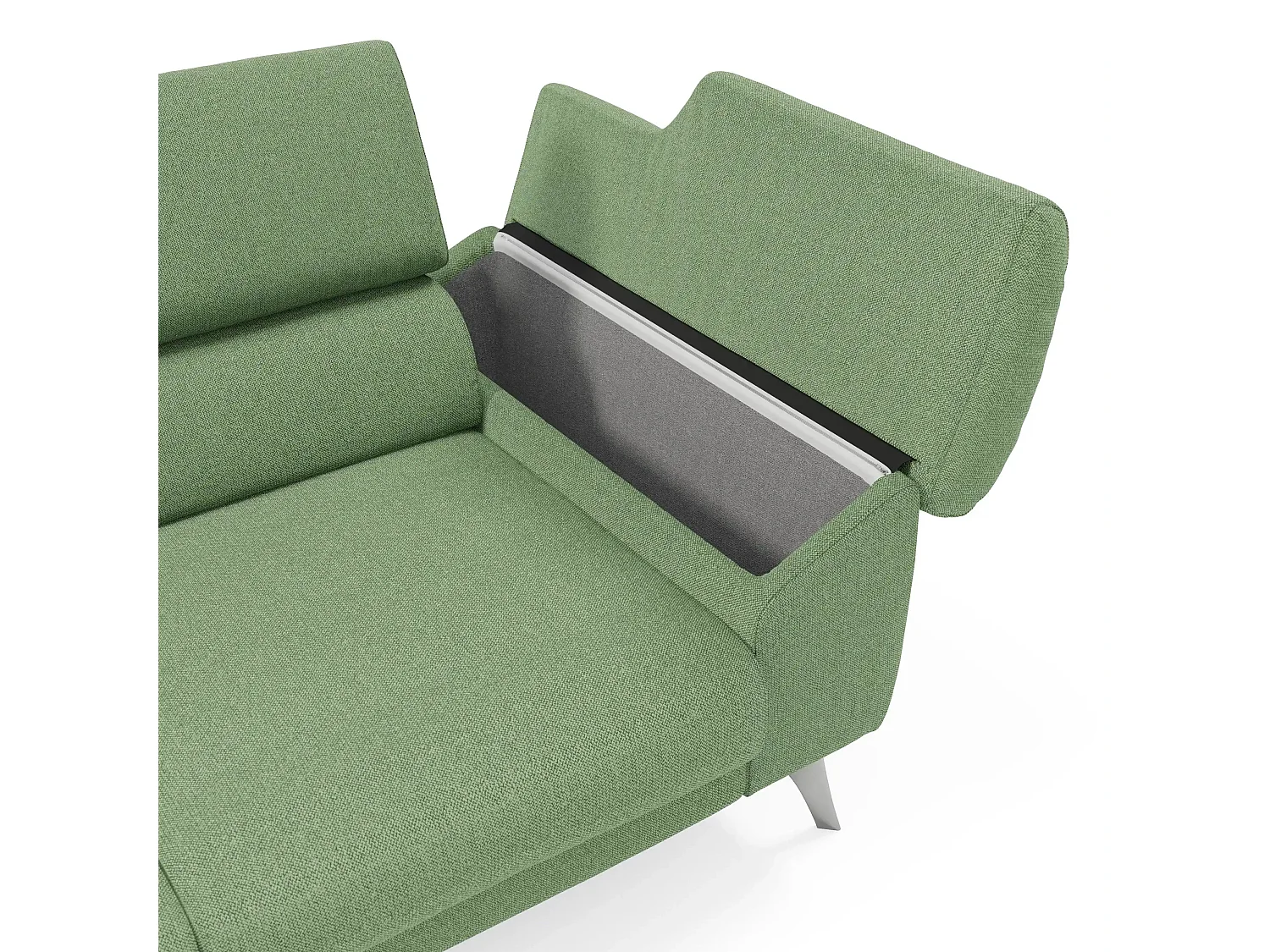Donatello Sofa mit ausziehbaren Sitzen, Armlehnen mit Staufach aus abwaschbarem Stoff T23 265 cm Menta