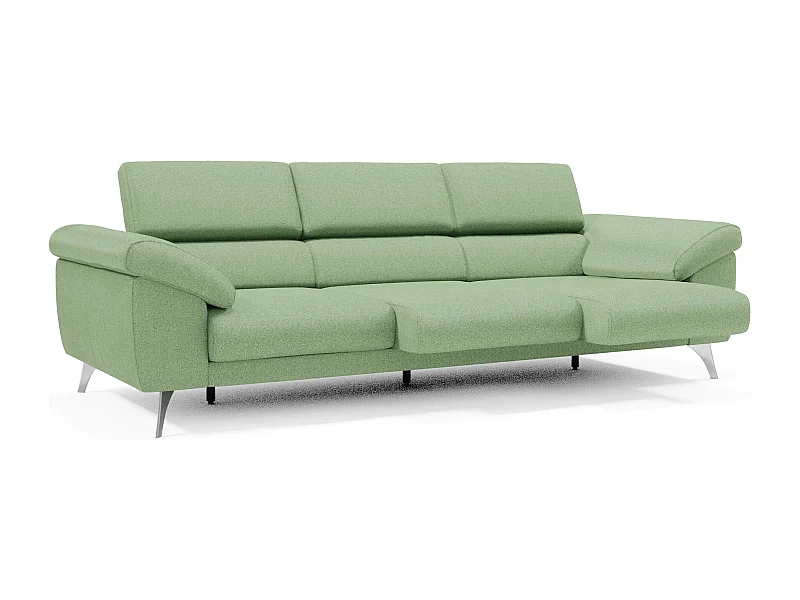 Donatello Canapé 3 assises extensibles accoudoirs coffre en tissu détachable 265 cm Vert menthe