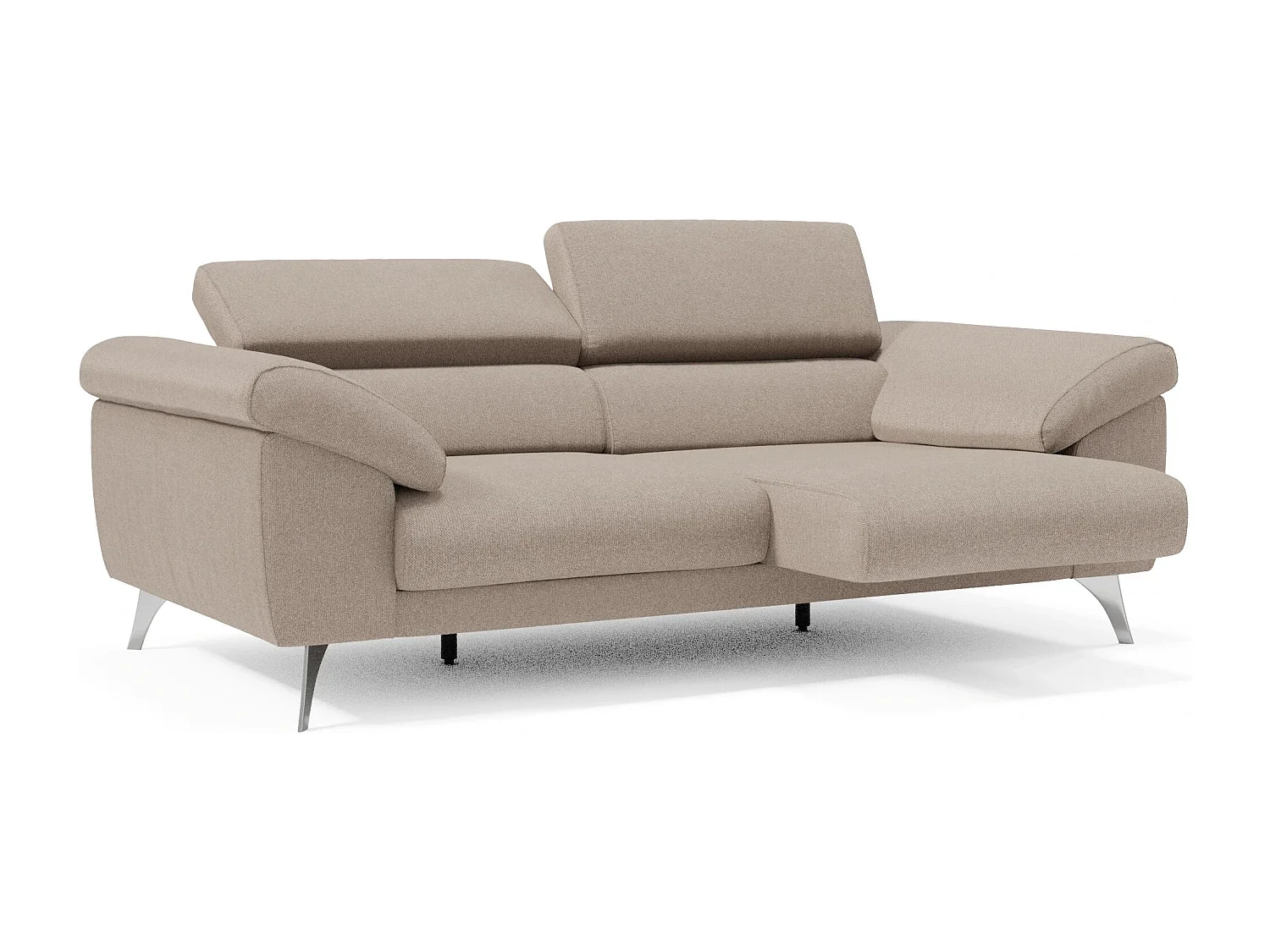 Donatello Sofa mit ausziehbaren Sitzen, Armlehnen mit Staufach aus abwaschbarem Stoff T23 213 cm Graubeige