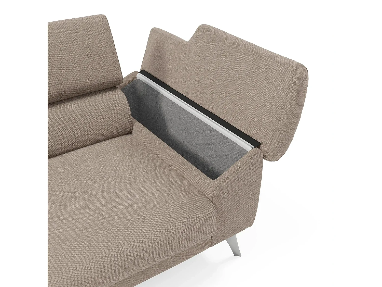 Donatello Sofa mit ausziehbaren Sitzen, Armlehnen mit Staufach aus abwaschbarem Stoff T23 213 cm Graubeige