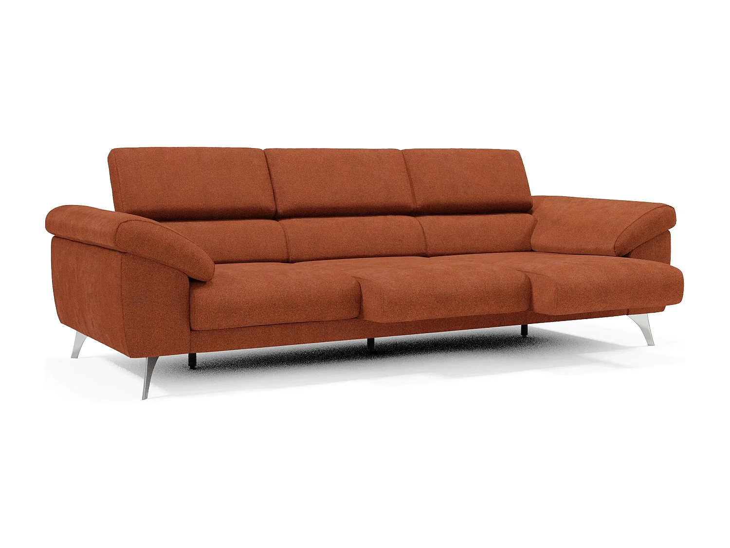 Donatello Sofa mit ausziehbaren Sitzen, Armlehnen mit Staufach aus abwaschbarem Stoff T23 265 cm Rostrot
