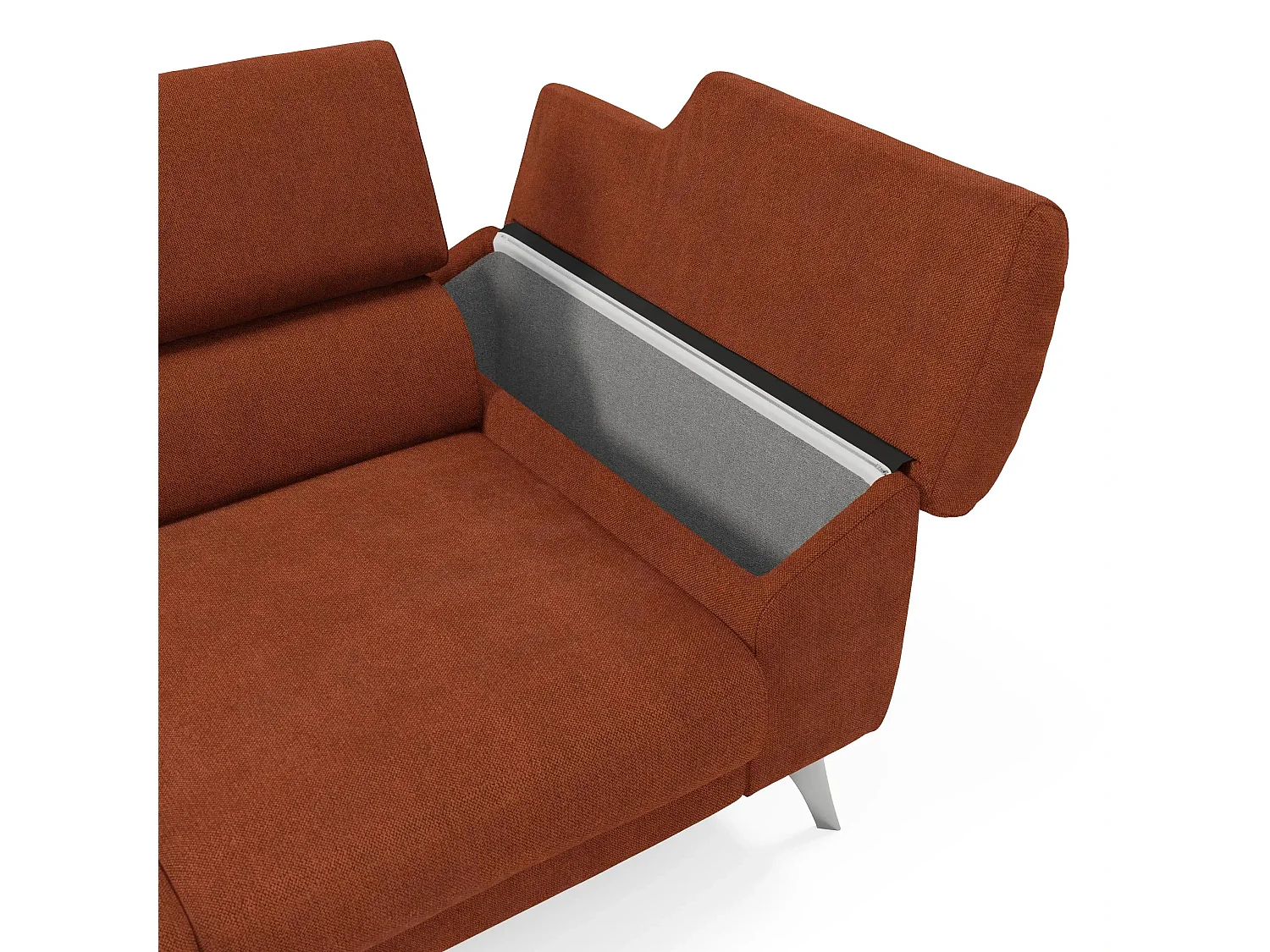 Donatello Sofa mit ausziehbaren Sitzen, Armlehnen mit Staufach aus abwaschbarem Stoff T23 265 cm Rostrot